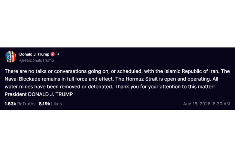 President Donald Trump Truth Social post