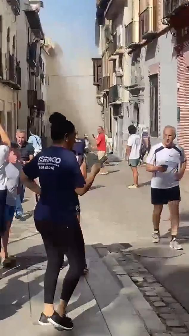 Dust fills the air moments after the earthquake struck  in Granada