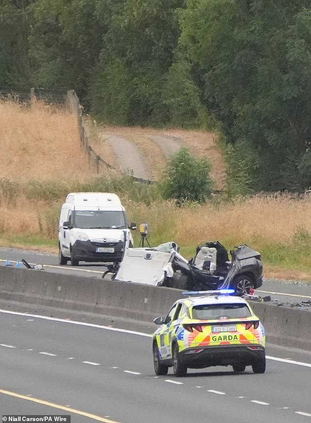 A number of suitcases were seen next to the family's car bound for a trip to Dublin Airport to fly to the UK for a wedding. All four occupants are still being treated in hospital