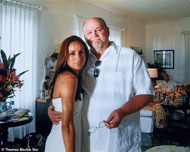 Meghan with her father on the day of her marriage to her first husband Trevor Engelson in 2011