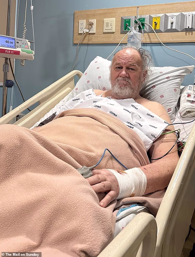 Thomas Sr recovering in a hospital bed after surgery in the Philippines last December
