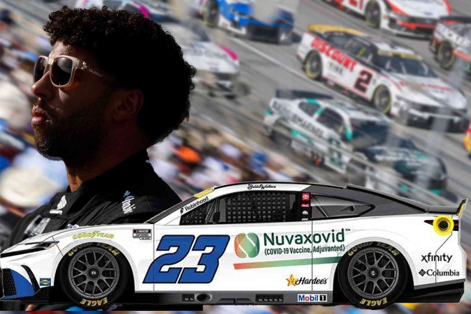 Thumbnail for NASCAR driver Bubba Wallace to be sponsored by the Covid vax