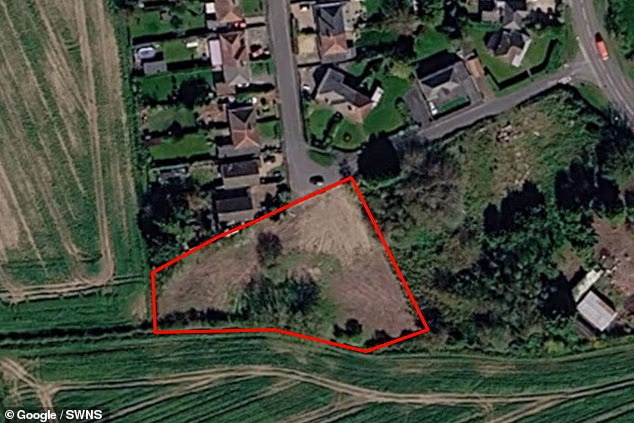 An aerial view of the plot of land, which residents feared was going to be turned into a traveller site