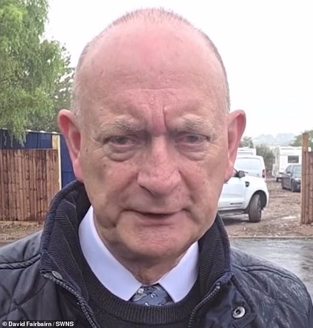 Local Conservative campaigner David Fairbairn, 67, pictured outside the green belt site