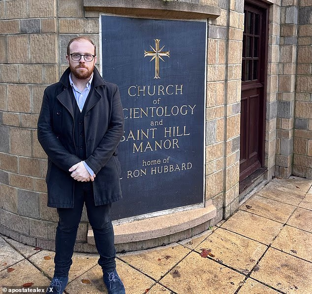 Alex Barnes-Ross, who has told of joining the Scientologists aged 15 in 2011, has organised protests against the movement in East Grinstead today
