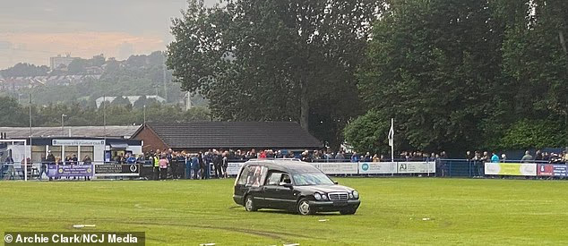 Five men to face trial next year after HEARSE driven onto football pitch in stunt 'linked to organised crime'