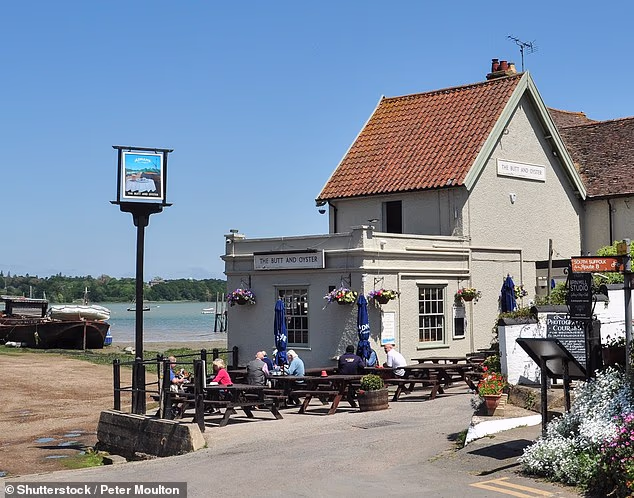 The Butt & Oyster pub at Pin Mill sits on the south bank of the River Orwell in Suffolk