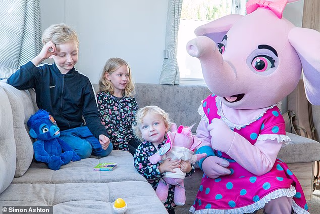 Juniper meets Amie the pink elephant, her favourite character from Haven's 'Seaside Squad'