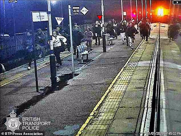 Passengers are seen running down a platform after the train made an unscheduled stop at Huntingdon station last year