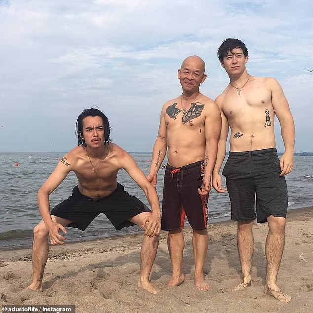 Pipo Nguyen-Duy (middle) was found dead in their Ohio home on Wednesday. His son, Asia (left) has been arrested for the murders. His other son, Quentin (right) is a Broadway star