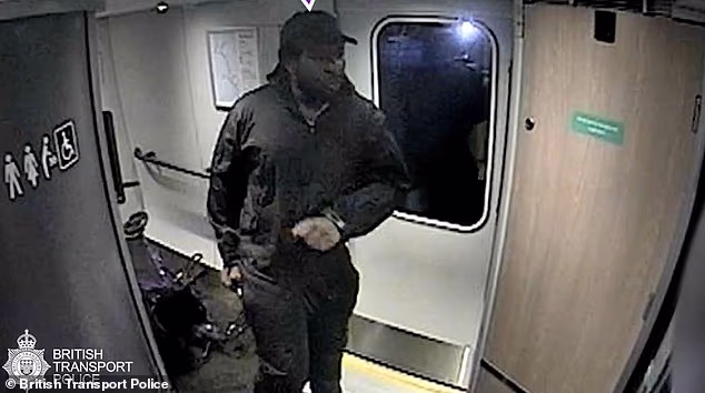 Anthony Williams, 33, is seen in moving through the carriages on board the LNER train in footage shown to jurors