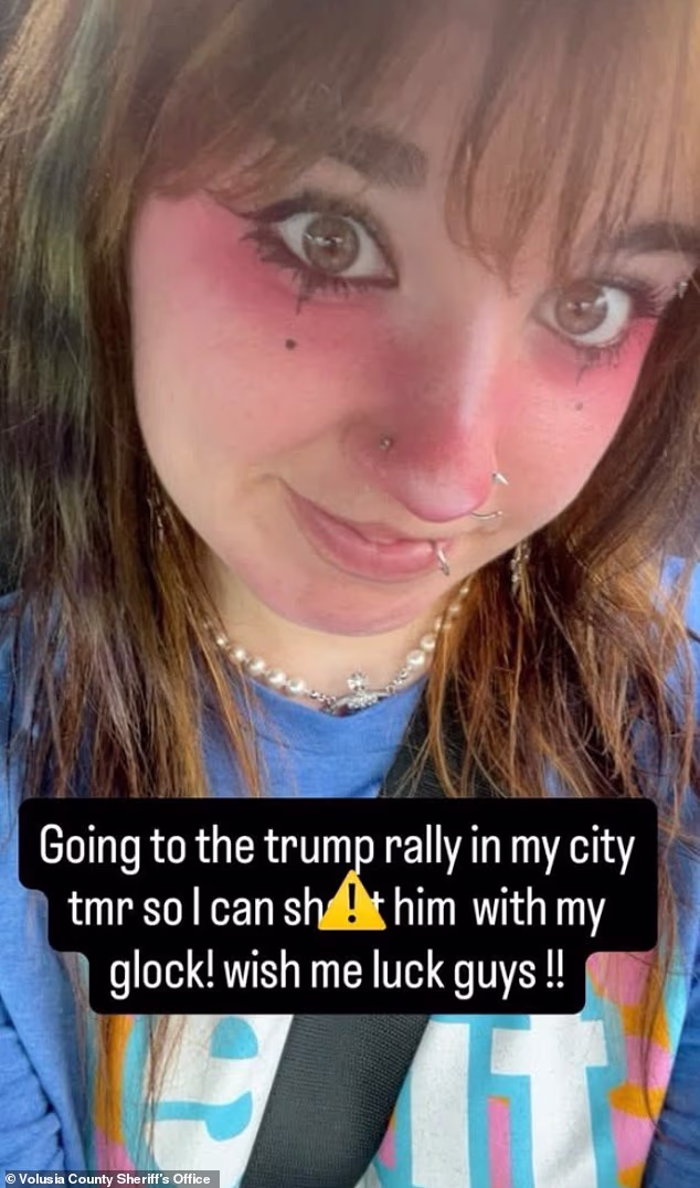 Allison Jeanne Albro, 21, was arrested in Florida after allegedly posting a threat to shoot Donald Trump at a rally just days before the midterm elections (pictured)