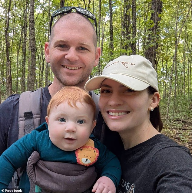 Luke and Lynnea Soposki smile alongside their red-haired son Logan in a treasured family photograph, months before all three lost their lives in the devastating highway crash