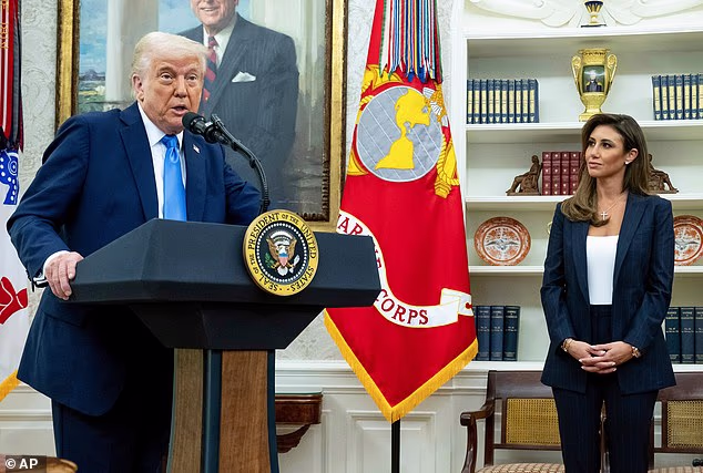 Habba seen in the Oval Office alongside President Trump in March 2025