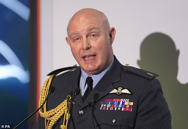 Air Chief Marshal Sir Harv Smyth (pictured), the Chief of Air Staff, last month warned space was now facing an 'unprecedented threat' from the likes of Russia